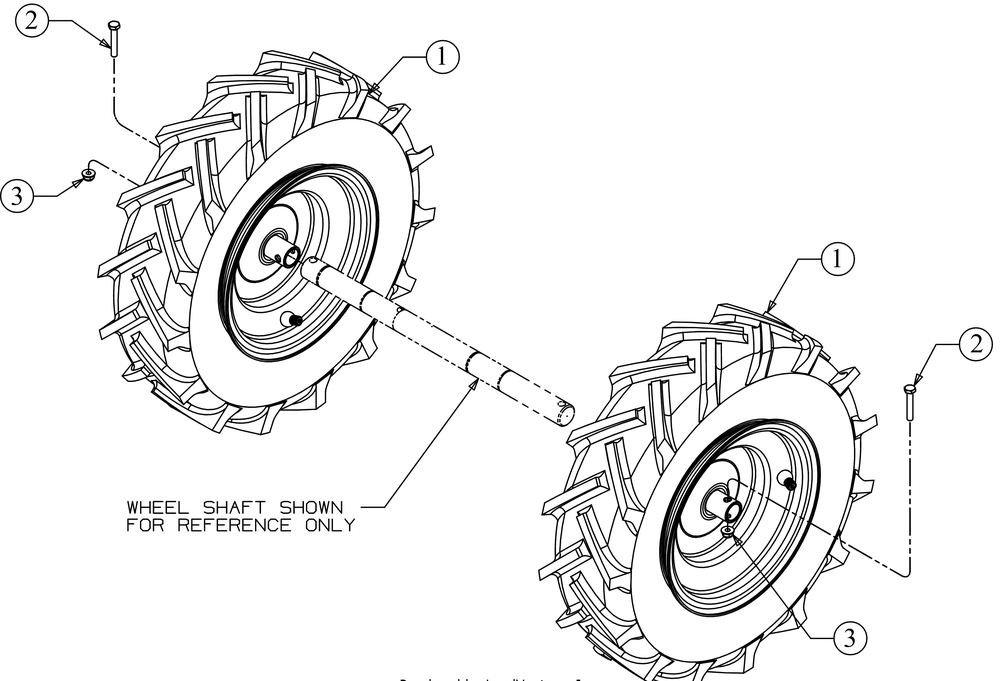 Wheels Diagram and Parts List for RT65H (21AB455C710)(2019) Cub Cadet Tiller